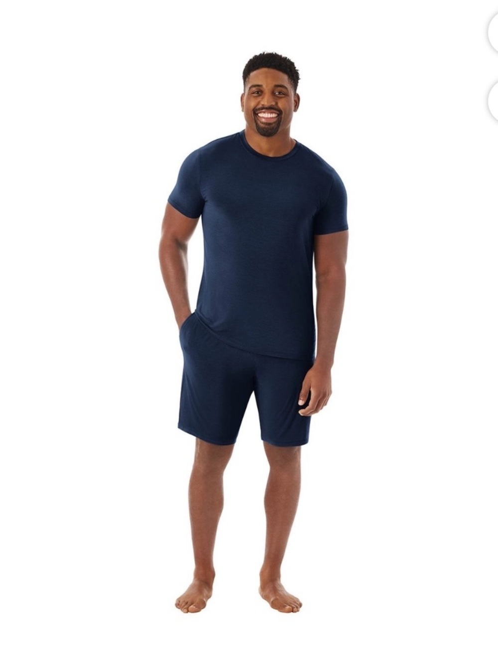 Men's Navy Short-Sleeve Crewneck and Short Lounge Pajama Set